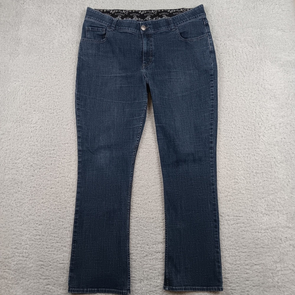 Riders by Lee Jeans Women 14 Blue Straight Leg Embroidered Dark Wash